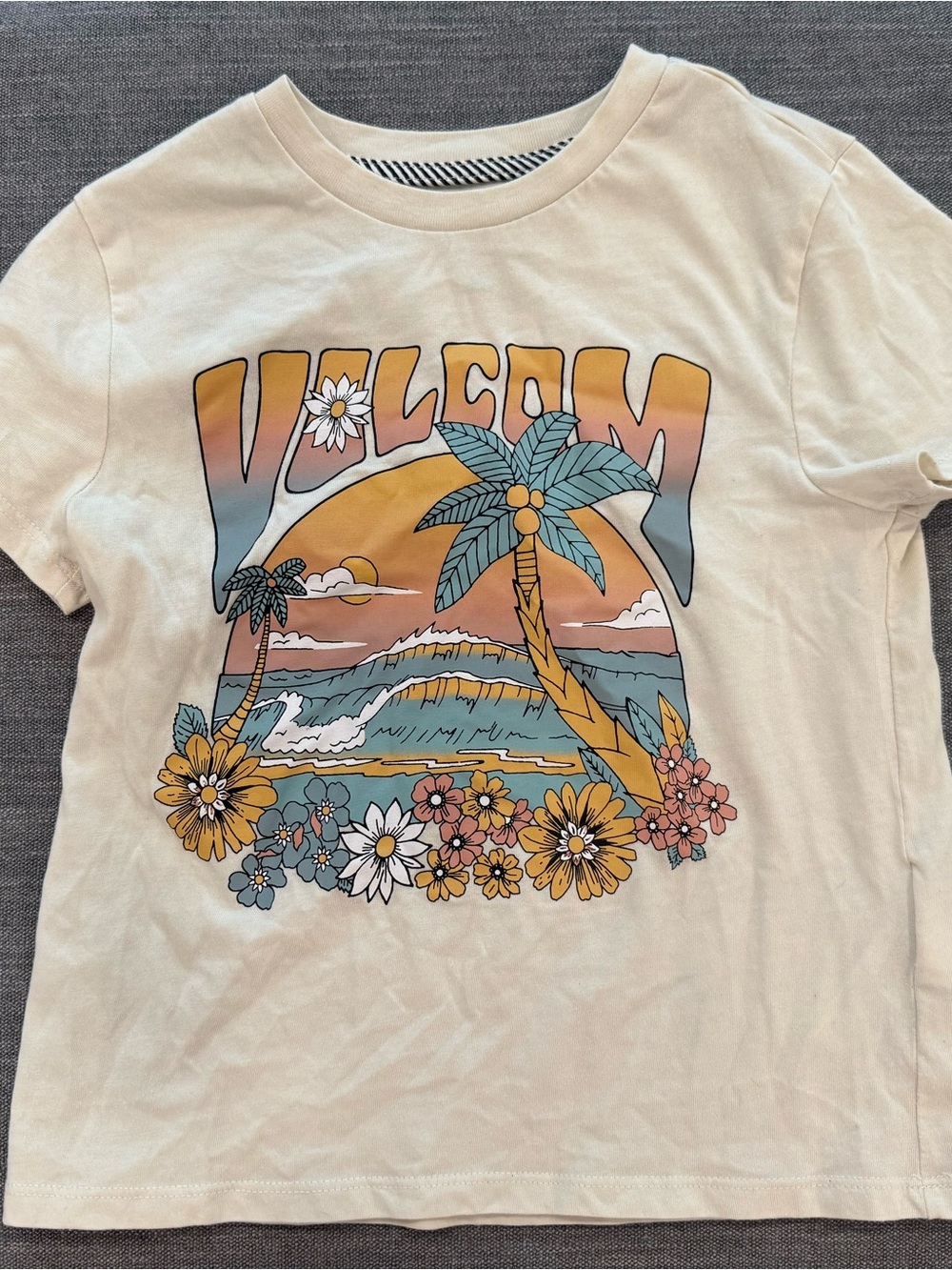 Volcom Cream Crewneck Logo Tag Tee